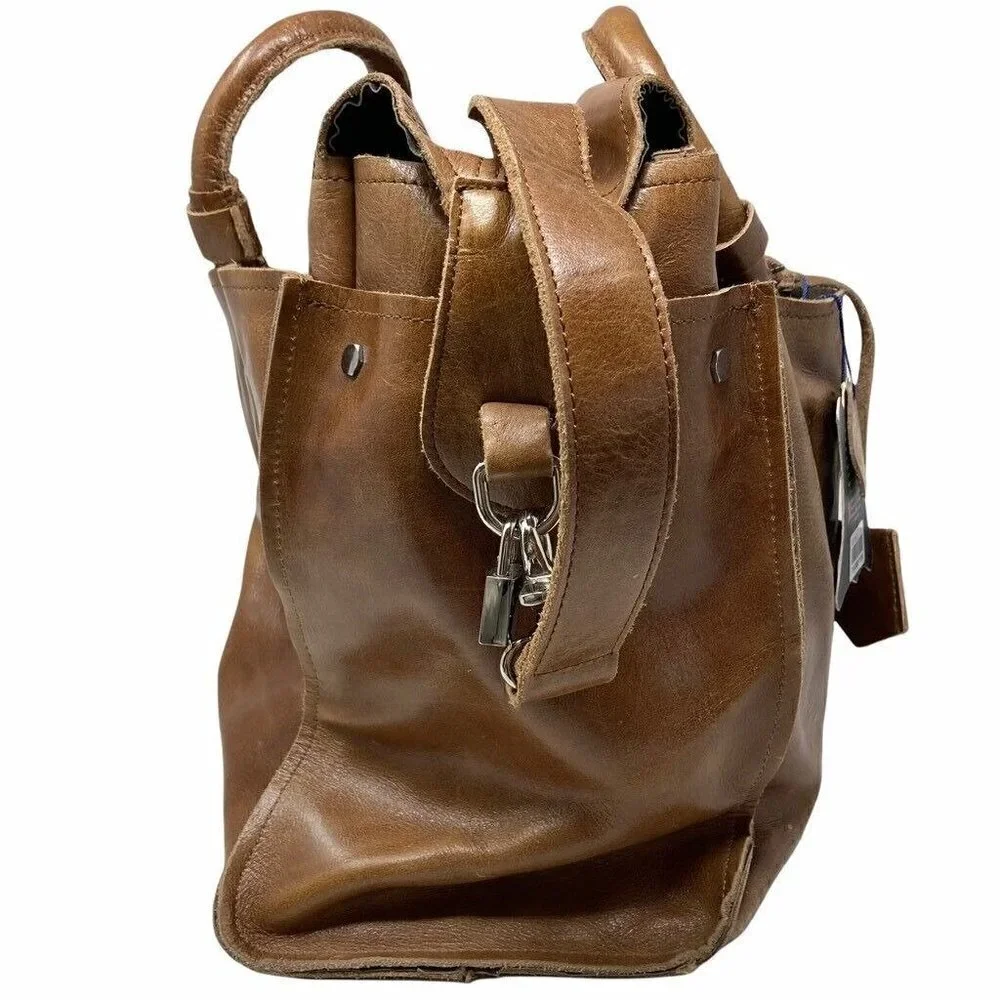 Amerileather Holmes Investigator Bag Brown Leather Pockets Dual Handle New